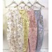 Floral Sky Denim Overalls